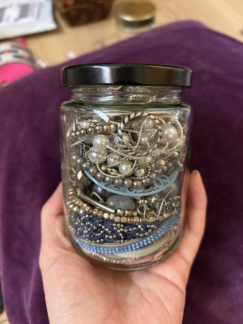 Mystery jewelry with silver and blue jewelry